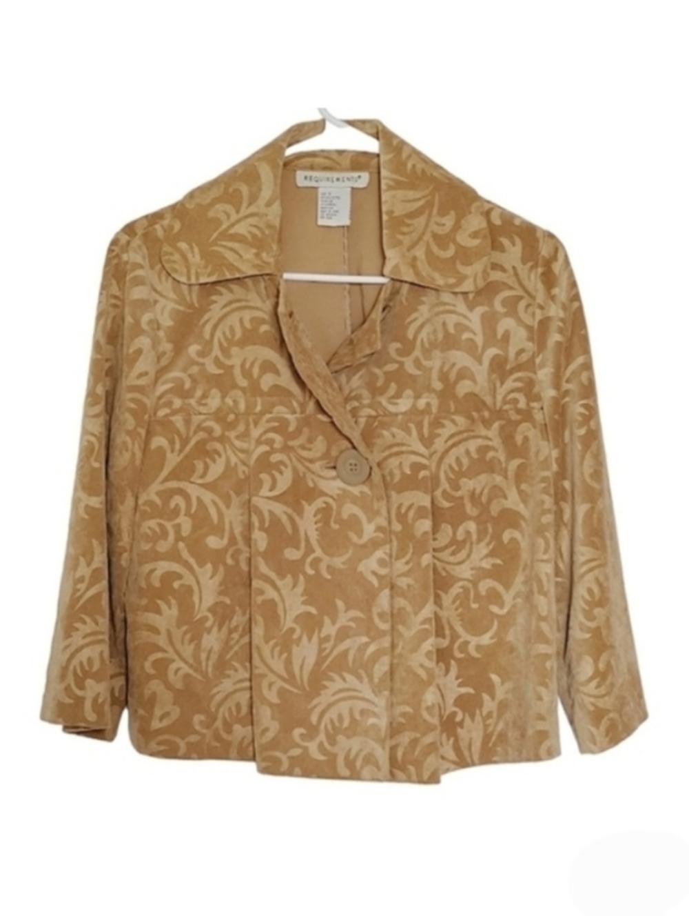 7014 * Requirements Smock Tapestry Blazer Tan Brown Size S